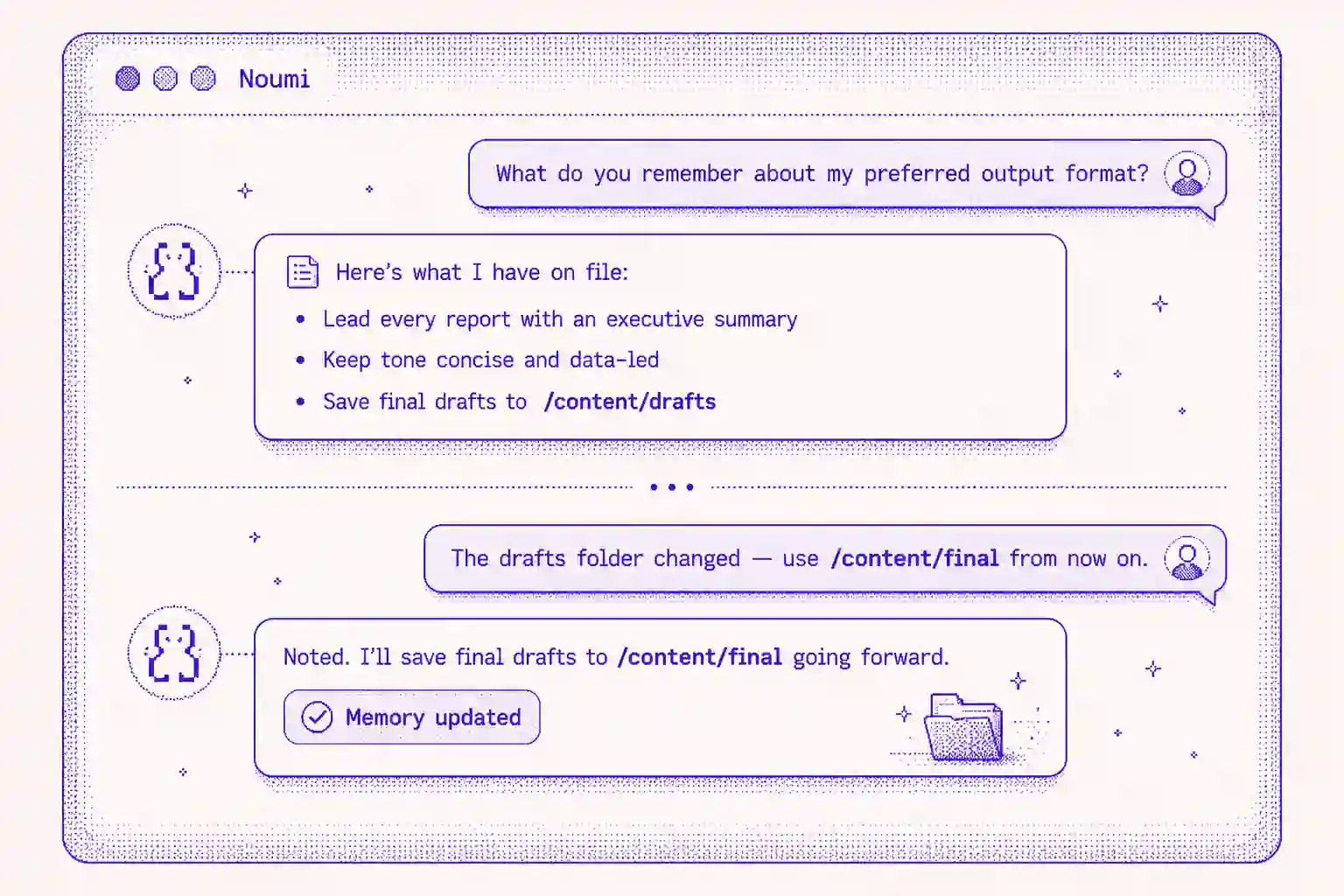 Conversational memory management interface - ask AI what it remembers and correct memory in natural language